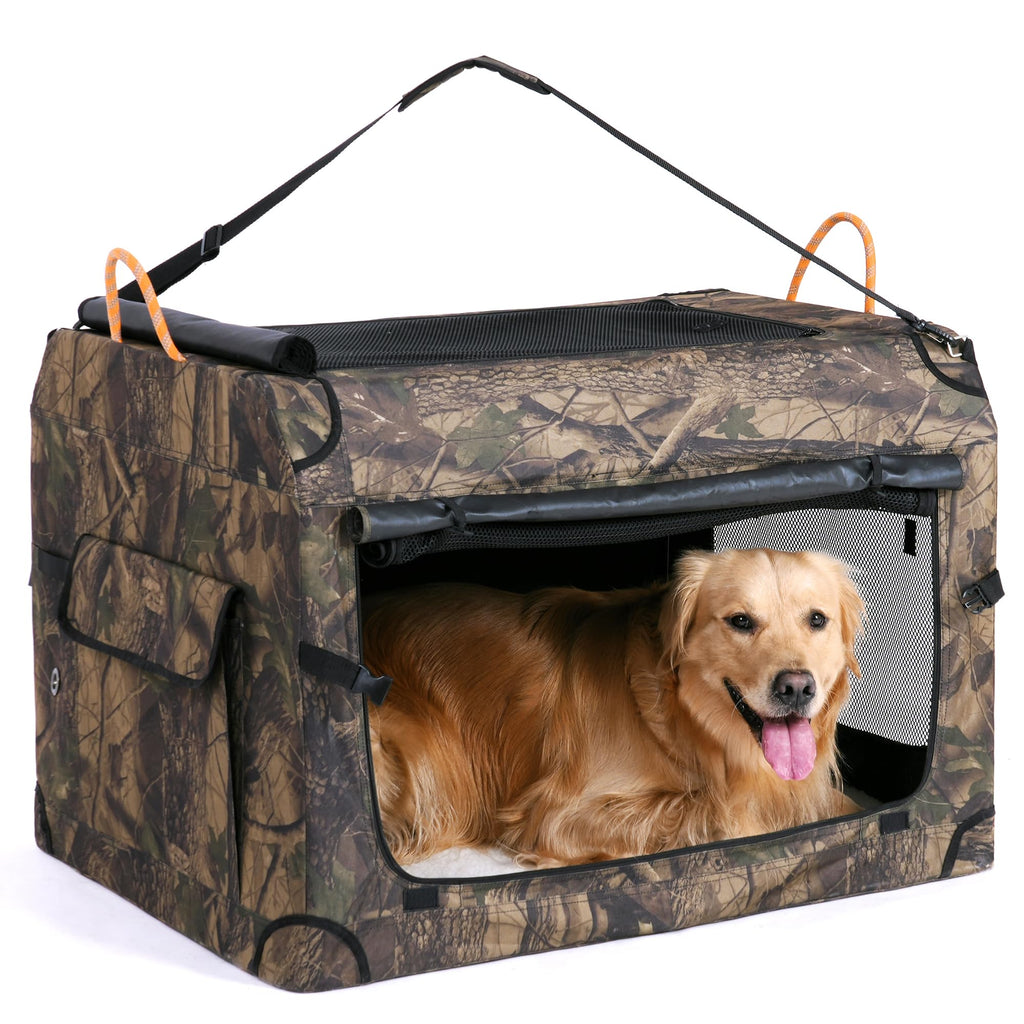 Collapsible Dog Crate – Camouflage, 4-Door, 36.5 Inch