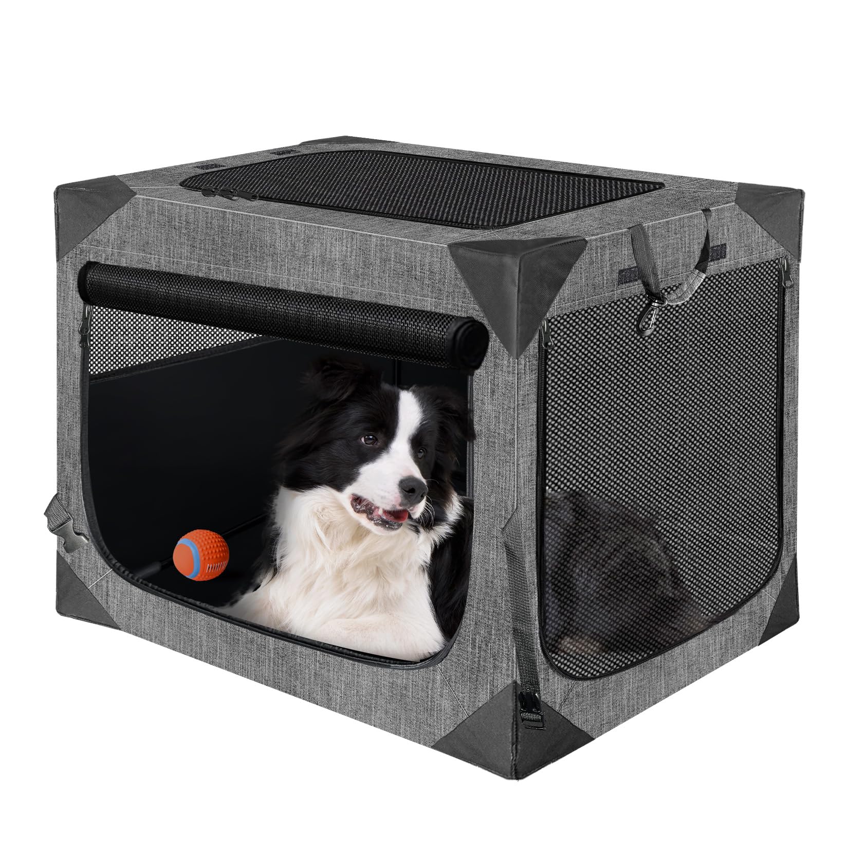 Collapsible Dog Crate – 3-Door, 36 Inch, Dark Gray