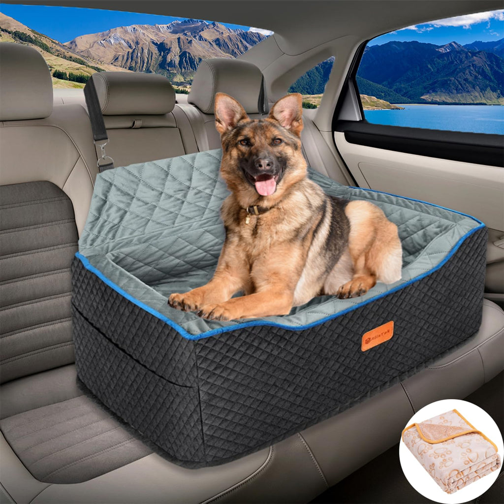 Large Dog Car Booster Seat with Memory Foam – Up to 60 lbs