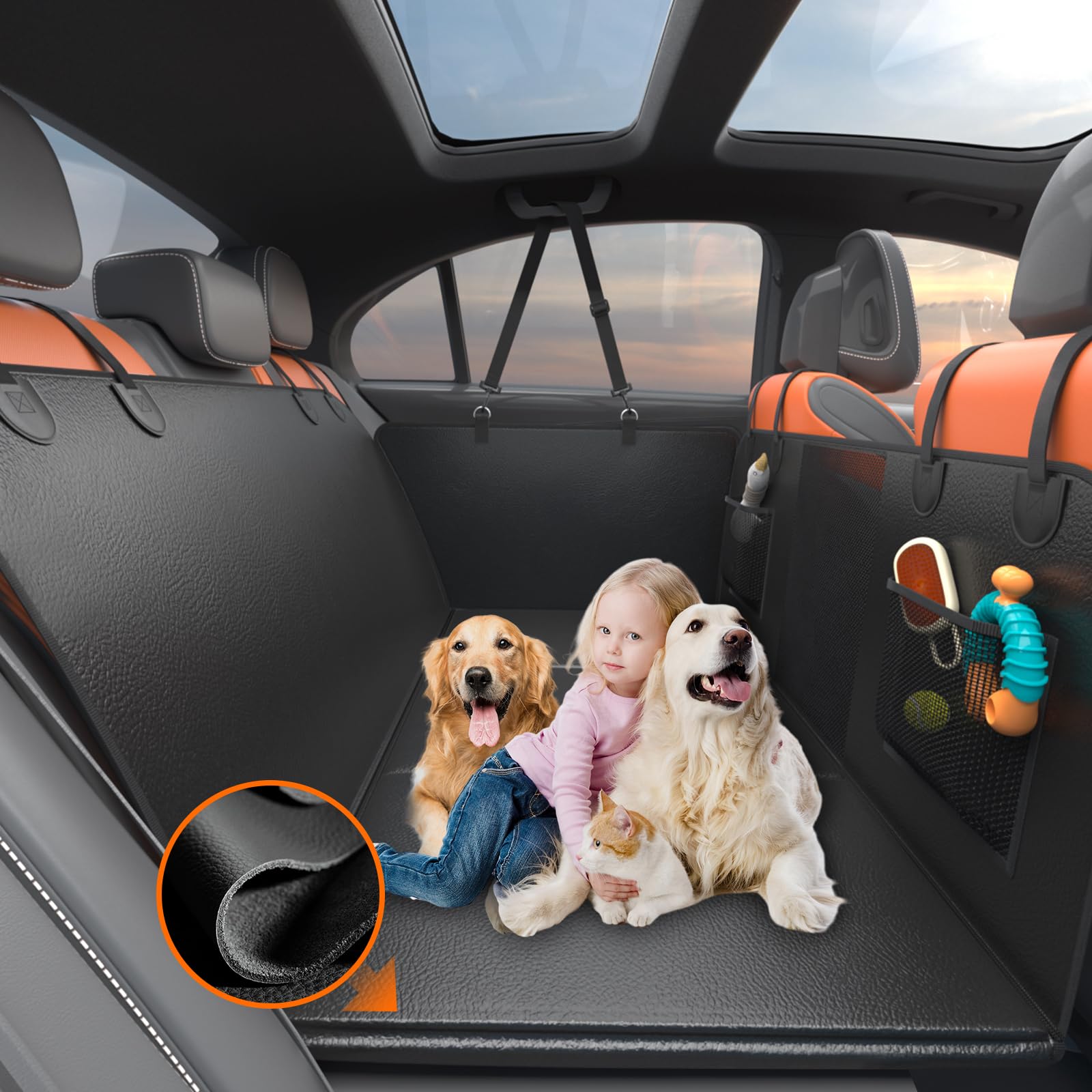 PU Leather Hard Bottom Back Seat Extender for Dogs – XL
