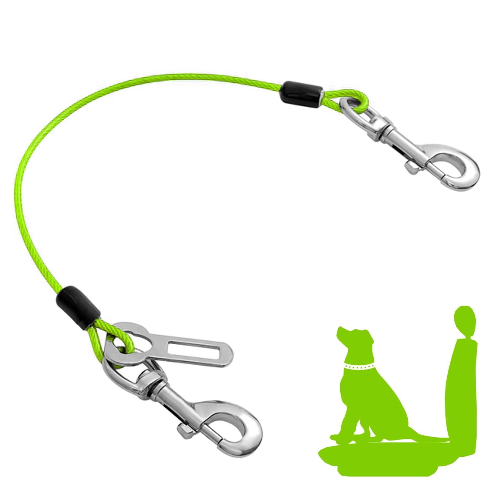 Chew Proof Dog Seat Belt – Coated Wire, Double Clip & Latch